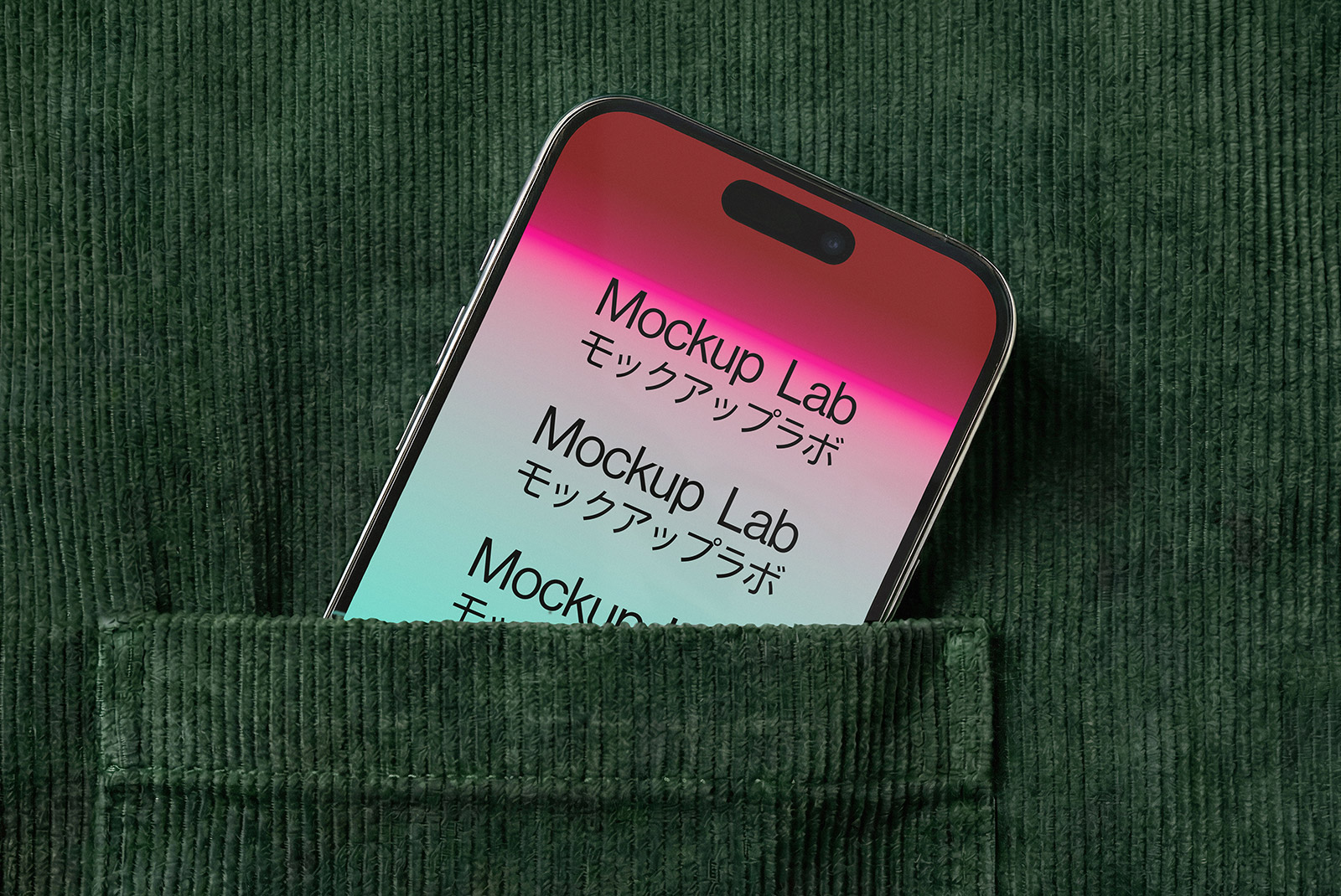 Front-facing iPhone 07ML mockup displaying a clean, modern app interface on a minimalist background.